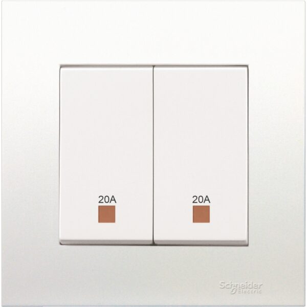 KB32D20NE_AS Công tắc đôi 2 cực 20A có đèn Led Vivace màu xám bạc