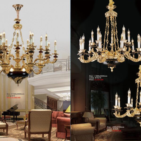 Đèn chùm bằng đồng, đá 21