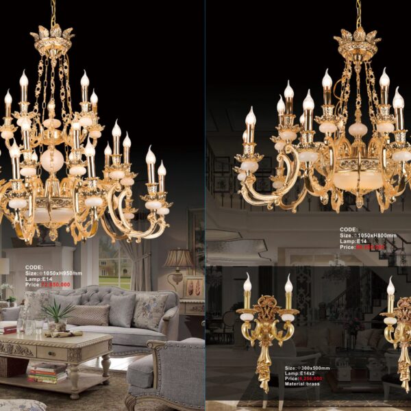 Đèn chùm bằng đồng, đá 9